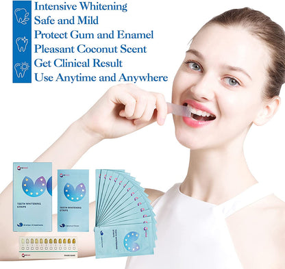 Teeth Whitening Strips-Professional White Strips for Sensitive Teeth Whitening Kit,Enamel Safe Coconut Whitener Strip for Teeth Whitening,Effective for Teeth Stains Remove